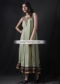 MX6836 Light Tea Green Crinkle Chiffon Banarasi Crinkle Chiffon Crepe Silk Maxi
