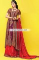 BW6759 Tyrian Purple Sienna Red Crinkle Chiffon Banarasi Jamawar Lehenga