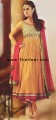 AK6737 Dull Gamboge And Asparagus Crincle Chiffon Anarkali Style