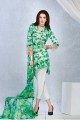 GAW-White 3 Pc Soya Silk Stiched Suit