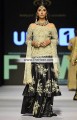 BW6505 Medium Champagne Black Crinkle Chiffon Raw Silk Dual Layered Sharara