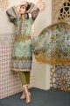  GAW-Mehindi 3 Pc Embroidered Chiffon Stiched Suit
