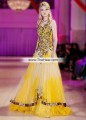 BW7567 Yellow Off White Net Chikan Chiffon Gown Sharara