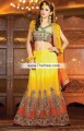 SC6819 Light Medium Spring Bud Mikado Yellow Orange Raw Silk Crinkle Chiffon Lehenga