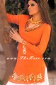 T8411 Orange Crinkle Chiffon Kurti