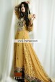 AK7584 Gold Metallic Crinkle Chiffon and Chikan Farshi Anarkali