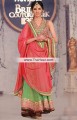 AK6531 Paris Green Burgundy Pink Crinkle Chiffon Banarasi Jamawar Anarkali Dress