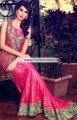 MX6813 Carmine Pink Brilliant Rose Crinkle Chiffon Banarasi Jamawar Maxi