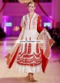AK7568 Off White Rufous Crinkle Chiffon and Banarasi Jamawar Anarkali Pishwas Frock