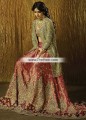 BW6795 Asparagus Rosewood Maroon Crinkle Chiffon Raw Silk Banarasi Jamawar Lehenga