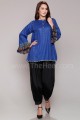 MSW985 Royal Blue &  Black Cotton Lawn 3 Piece Stitched Suit