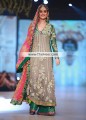 BW7457 Gray Forest Green Pink Crinkle Chiffon Banarasi Jamawar Anarkali Sharara