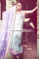 EW7697 Sky Blue Lavender Crinkle Chiffon Raw Silk Evening Dress
