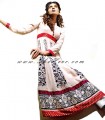 AK6826 Offwhite Red Banarsi Anarkali Style