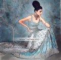 BW6519 Teal blue & Gainsboro Crinkle Chiffon & Jamawar Gharara