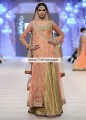 BW7290 Dark Salmon Gold Metallic Crinkle Chiffon Pure Silk Banarasi Jamawar Sharara