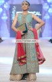 BW6061 Maya Blue Pale Chestnut Rich Carmine Crinkle Chiffon Banarasi Jamawar Sharara