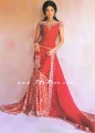 BW034 Red Back Train Lehenga