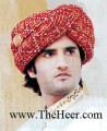 TB451 Dark Red Banarsi Jamawar Turban