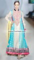 AK7942 Off White Ruby Spiro Disco Ball Indigo Eggshell Flavescent Crinkle Chiffon Raw Silk Anarkali Dress