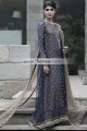 BW7745 Dark Prussian Blue Pearl Crinkle Chiffon Raw Silk Maxi