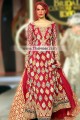 BW7650 Lava Red Crinkle Chiffon Banarasi Jamawar Raw Silk Maxi