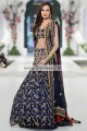 BW5498 Dark Federal Blue Crinkle Chiffon Lehenga