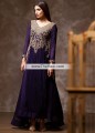 MX6933 Indigo Crinkle Chiffon Crepe Silk Maxi Dress