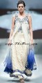 PW6479 Sapphire And Off White Crinkle Chiffon banarsi Jamawar Anarkali Style