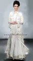 EW6476 Off White Crinkle Chiffon Anarkali Style