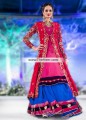 BW7574 Alizarin Cerise Pink Persian Blue Raw Silk Crepe Silk Sharara