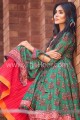 MSW094 Green & Red Cotton Lawn 3 Piece Stitched Suit