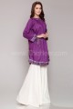 MSW980 Purple White Cotton Lawn 3 Piece Stitched Suit