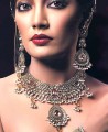 JW078 Light Peach Gemstones And White Pearls Necklace Party Jewellery