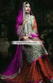 BW6999 Antique Brass Off White Deep Carrot Orange Copper Deep Magenta Crinkle Chiffon Lehenga