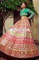 BW6684 Jade Green Amaranth Crinkle Chiffon Lehenga