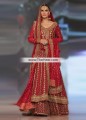 BW7472 Lava Red Crinkle Chiffon Angrakha Sharara
