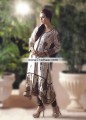 AK7424 Off White Seal Brown Chiffon Crepe Silk Anarkali
