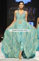 MX6646 Bright Cerulean Crinkle Chiffon Banarasi Jamawar Wedding Maxi