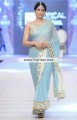 SR6151 Pastel Gray Carolina Blue Raw Silk Crinkle Chiffon Saree