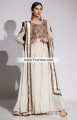 AK7340 Off White Crinkle Chiffon Raw Silk Anarkali