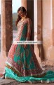 SC6755 Bittersweet Pine Green Tiffany Blue Crinkle Chiffon Banarasi Jamawar Lehenga