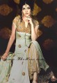 EW6437 Tea Green And Dark Vanilla Crinkle Chiffon Lehenga 