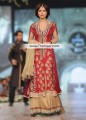 BW7478 Fire Red Dull Golden Crinkle Chiffon Banarasi Jamawar Lehenga