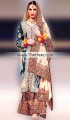 BW6117 Prussian Blue Light Peach Crinkle Chiffon Sharara