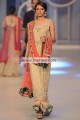 EW7669 Burlywood Deep Carrot Orange Crinkle Chiffon Raw Silk Sharara Evening Dress