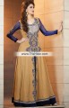 AK6817 Federal Blue Pale Gold Crinkle Chiffon Raw Silk Anarkali Palazzo Pants