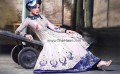 AK7855 Languid Lavender Raw Silk Crinkle Chiffon Anarkali Lehenga