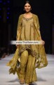 PW6541 Gold Metallic Crinkle Chiffon Fancy Net Sharara