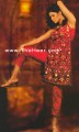 PW7985 Scarlet Red Crepe Silk Short Kameez